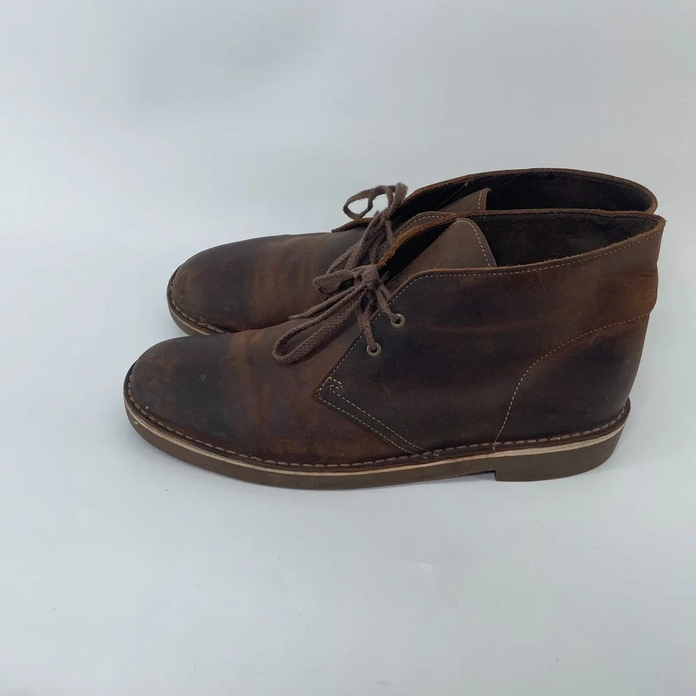 Clarks Mens Bushacre‎ 2 Brown Leather Chukka Desert Boots Sz 11 M